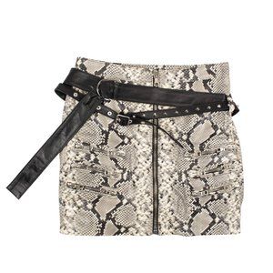 UNRAVEL PROJECT Gray Leather Snakeskin Print Mini Skirt Size 4/40 $1820